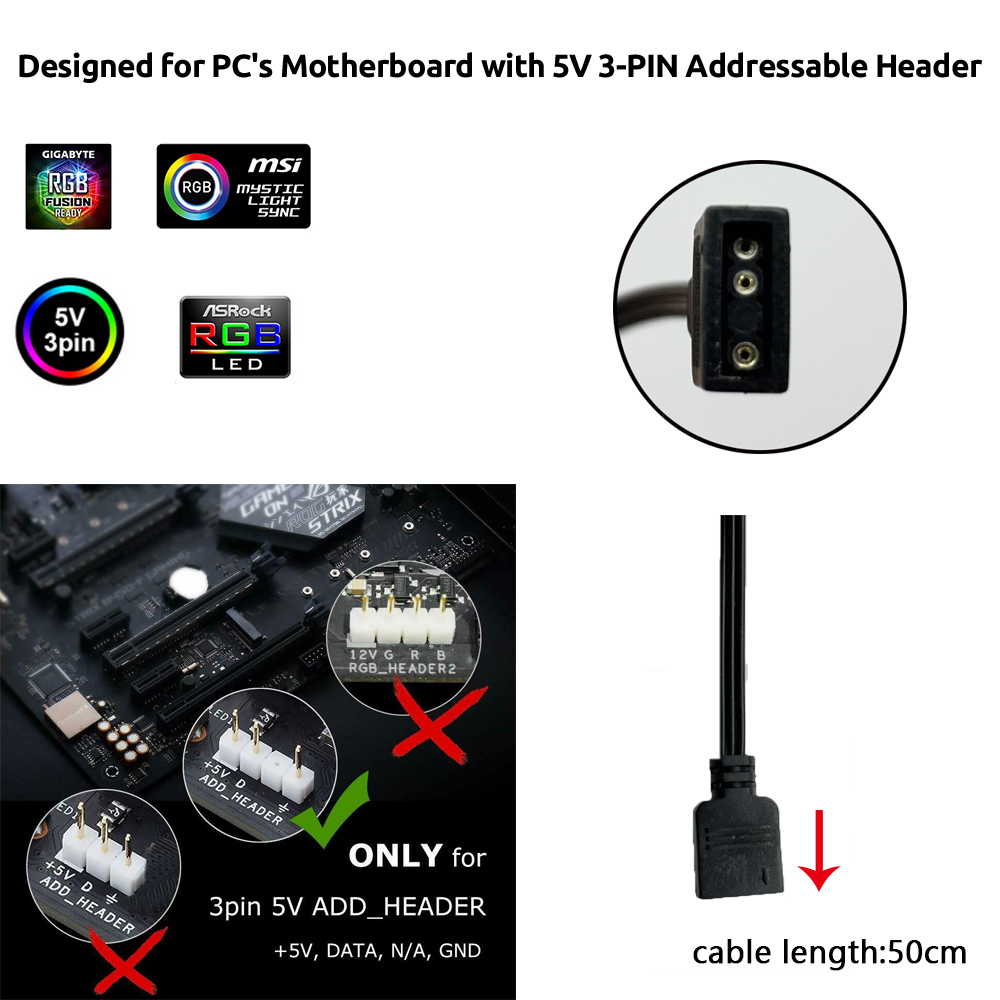 5V ARGB 3Pin Header for Asus A - đánh giá và giá Tablet Accessories Aesthetic
